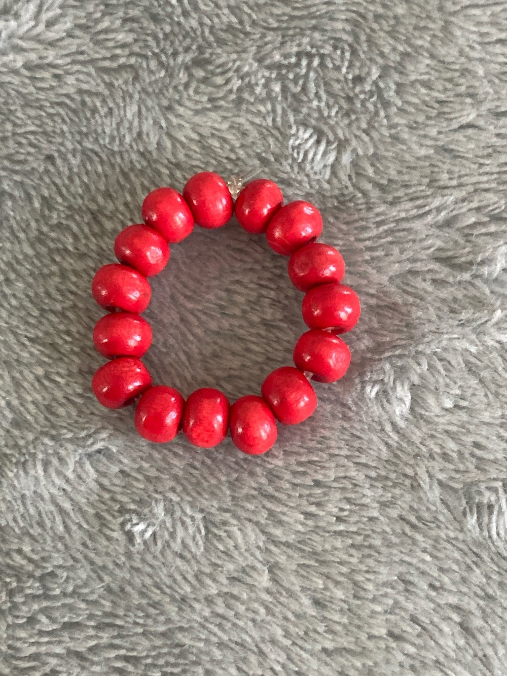 Red wooden bead ring